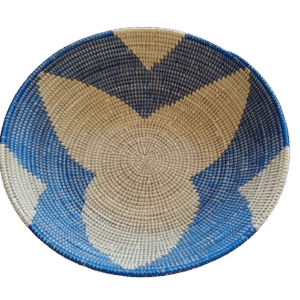 Corbeille à pain ou à fruits en osier (version extra-grande, couleur bleu-naturel)