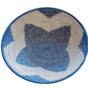 Corbeille à pain ou à fruits en osier (version extra-grande, couleur bleu-blanc)