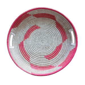 Plateau en osier (version grande, couleur blanc-rouge)