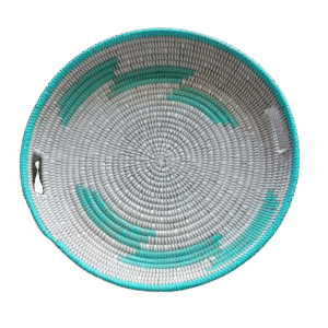 Plateau en osier (version grande, couleur vert-blanc)